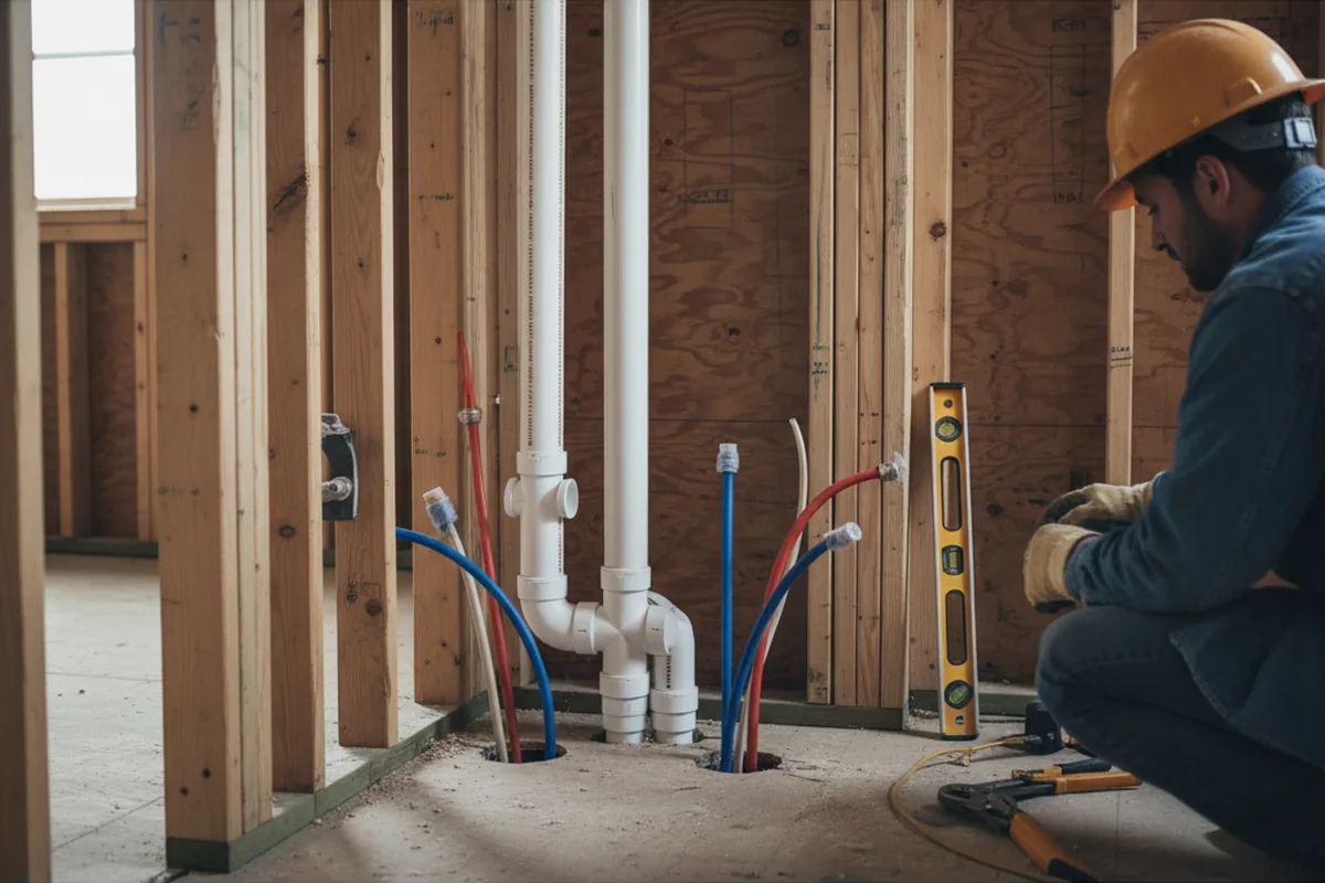 Drain and supply rough-in during Sump Pump Repair in Schellsburg